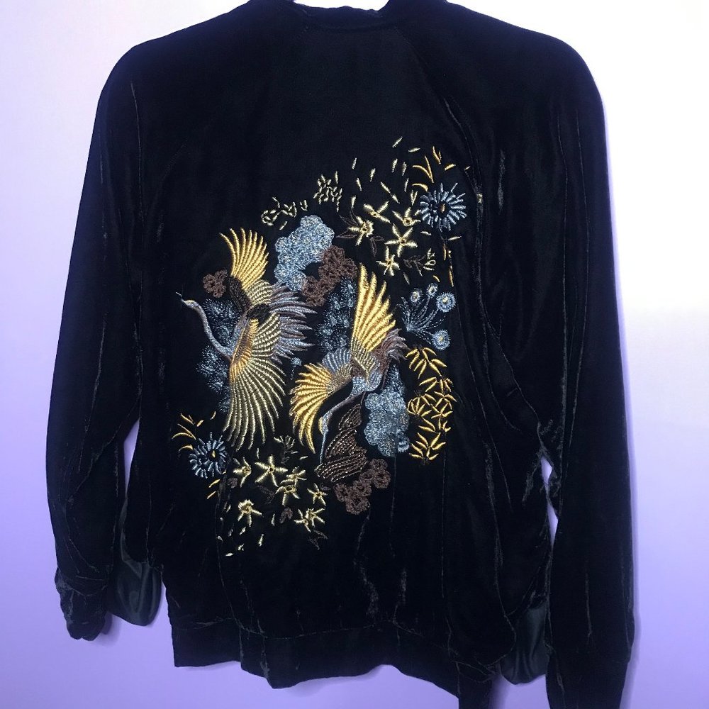 MNG Suit Black Velour Embroidered Jacket